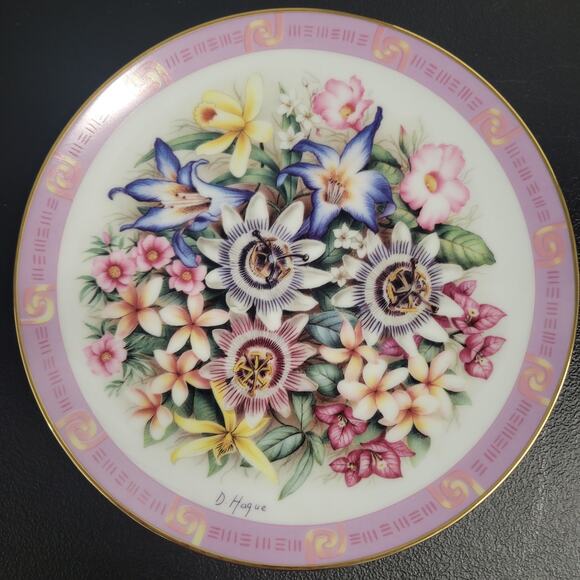 DANBURY MINT - Bouquets Of The World - " Flowers of  Brazil " Plate - Picture 8 of 8